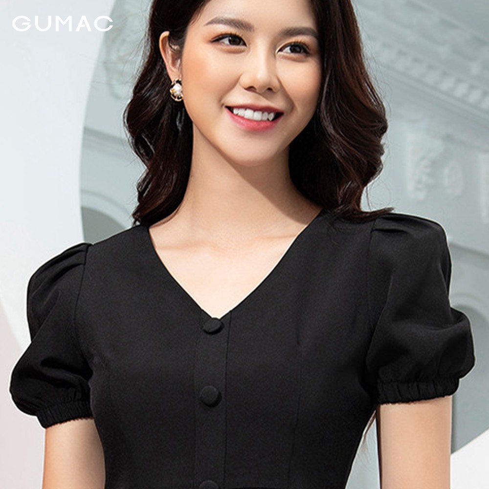 [Mã MABR07062 giảm 8% tối đa 50K đơn từ 249K] Đầm nữ cổ tim tay chun GUMAC DA9244 | BigBuy360 - bigbuy360.vn
