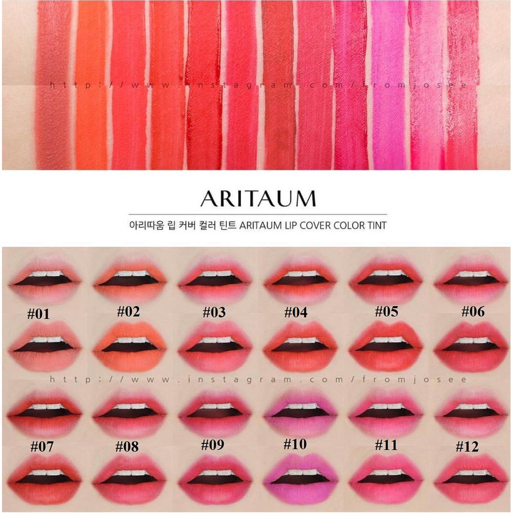 Son Aritaum Lip Cover Color Tint No.12 Pure Blossom - cánh hoa đào
