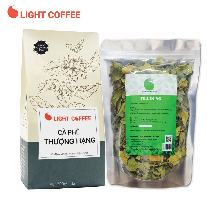 [Mã FMCGM25 - 10% đơn 150K] Combo cà phê rang xay Robusta nguyên chất 100% Thượng hạng 500g + Trà dung Light Tea 100g