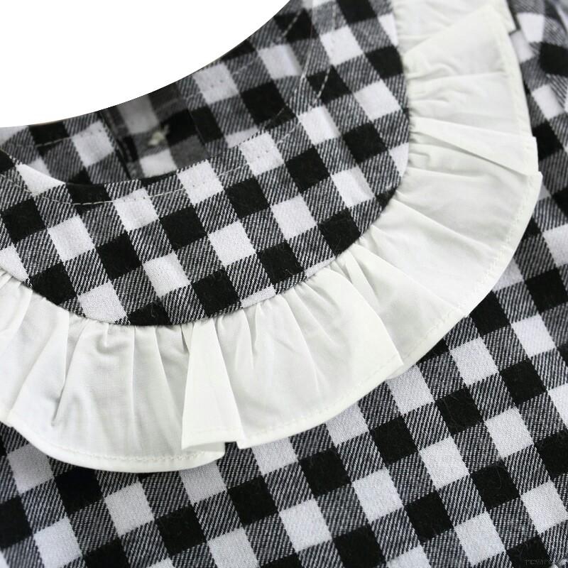 Đầm Xòe Dài Tay Họa Tiết Kẻ Ca Rô Cho Bé