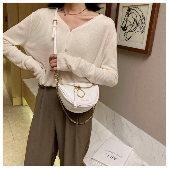 Túi bao tử đeo chéo trước ngực, Túi đeo chéo nữ đi chơi Cnk khóa tròn da PU siêu cấp DC07 | BigBuy360 - bigbuy360.vn