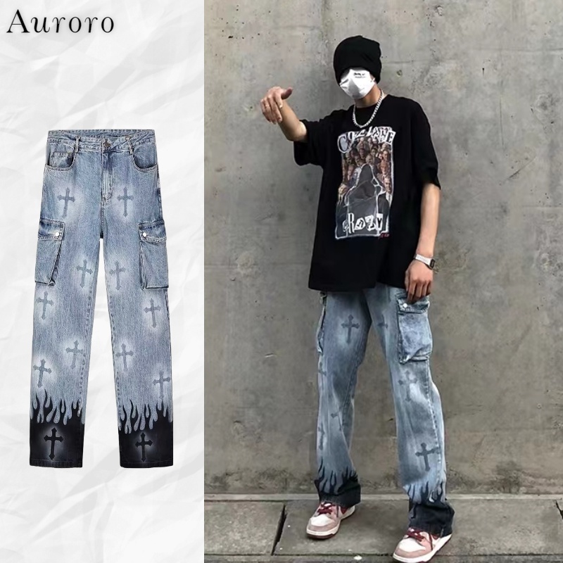 quần jean unisex quần jean nam simple quần jean ống rộng nữ phong cách Hàn Quốc quần ống rộng có túi thời trang trẻ tuổi quần bò nữ retro oversize quần bò ống rộng