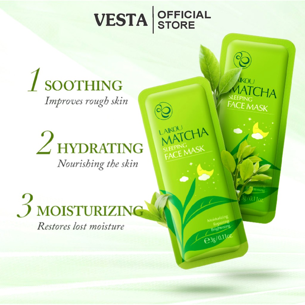 Mặt nạ ngủ matcha trà xanh - Túi 15 gói mask thạch dưỡng trắng laikou cấp ẩm sáng da | BigBuy360 - bigbuy360.vn