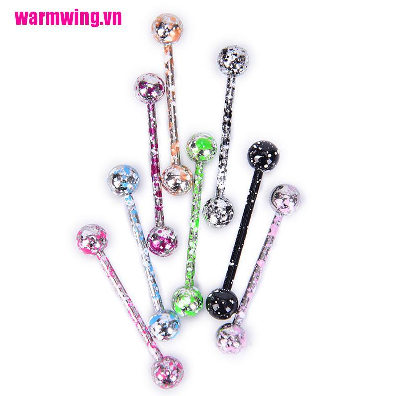 Set 8 Khuyên Lưỡi Bằng Thép Không Gỉ Nhiều Màu Sắc