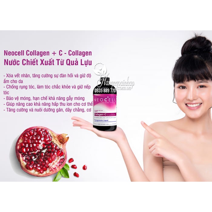 Collagen +C Nước Lựu Đỏ Neocell Mỹ Tạo Sức Khỏe Cùng Vẻ Đẹp Từ Bên Trong Cho Da, Tóc, Móng 473 ml