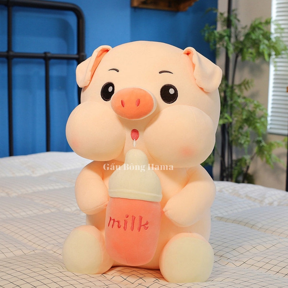 Gấu Bông Heo Ôm Bình Sữa Kích Thước 75 cm  Cao Cấp Hama