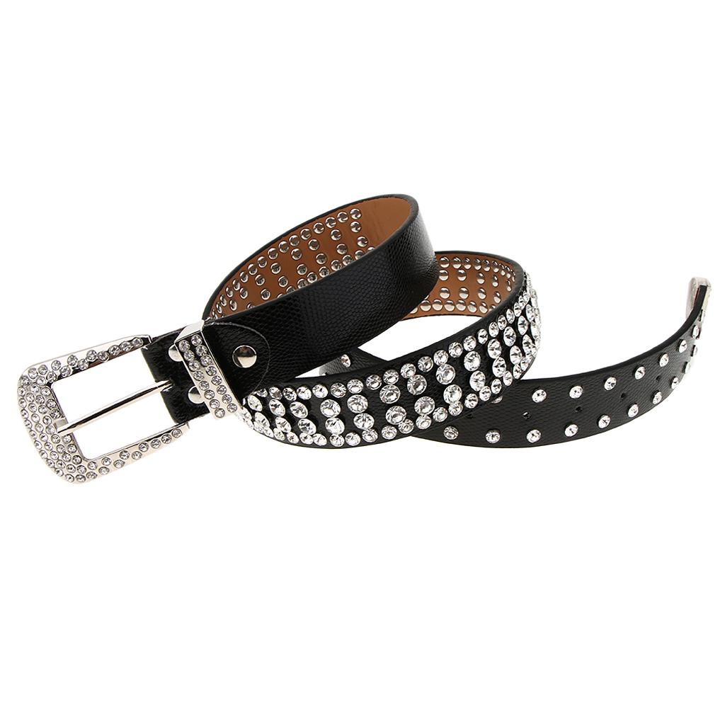 Thắt lưng da bò đính hạt đá lấp lánh
