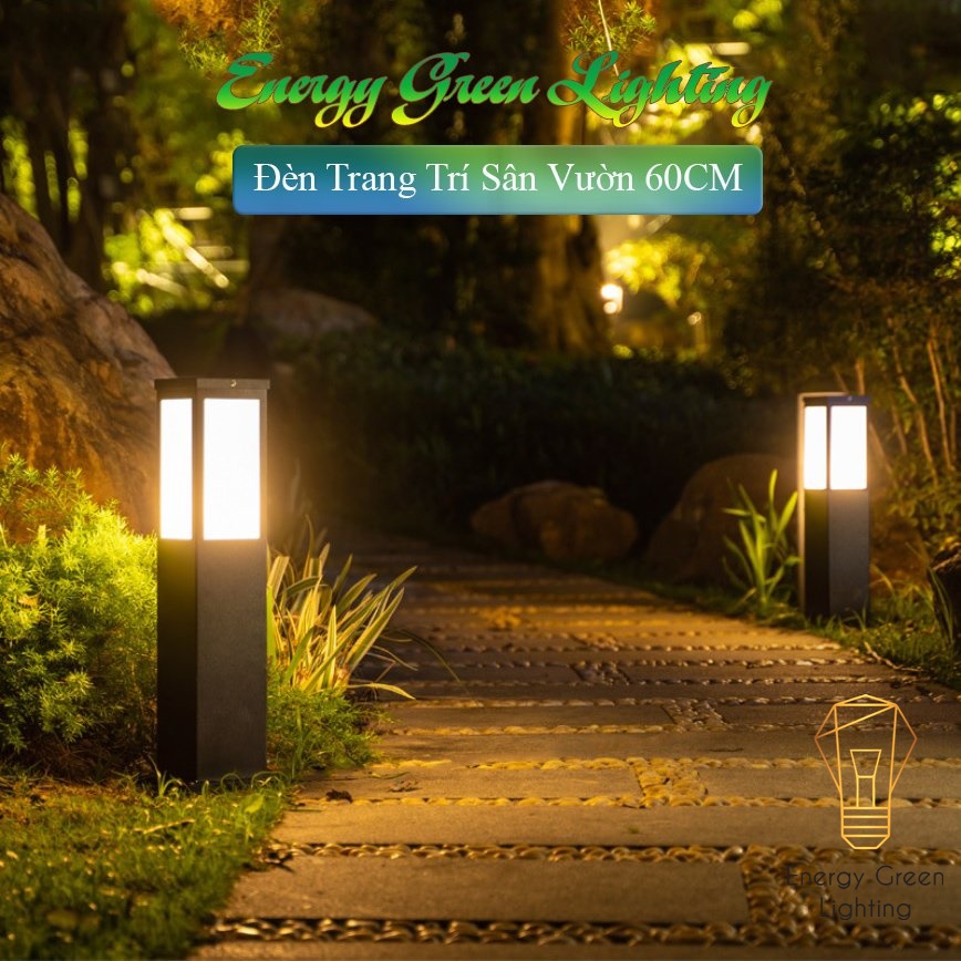 Đèn Cột Sân Vườn Energy Green Lighting DSV-813 Chống Nước - Chiều Cao 60cm -  Sử Dụng Điện Và Dùng Năng Lượng Mặt Trời