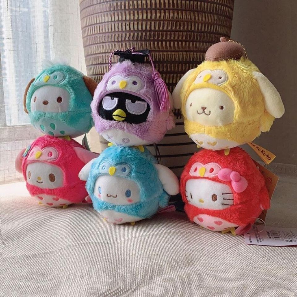 Móc Khóa Hình Cú Mèo Hello Kitty Cún Cinnamon Nhồi Bông Dễ Thương