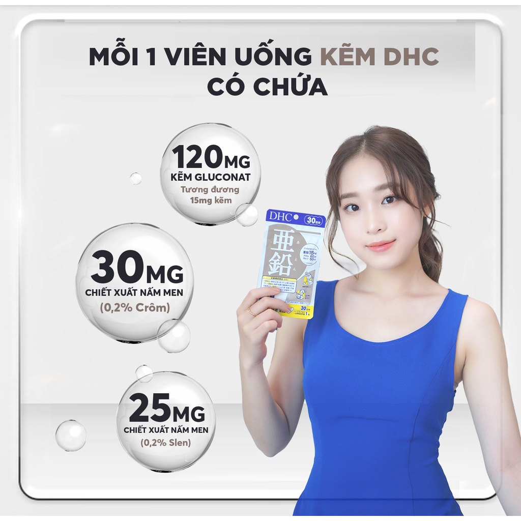 Viên Uống Hỗ Trợ Bổ Sung Kẽm DHC Zinc (Gói 30 viên và 60 Viên)