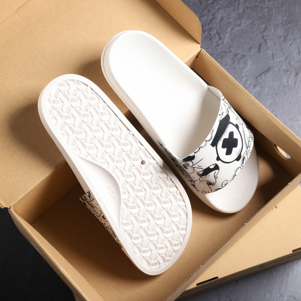 Dép Quai Ngang Unisex DETU DNT20 (Trắng/Đen)