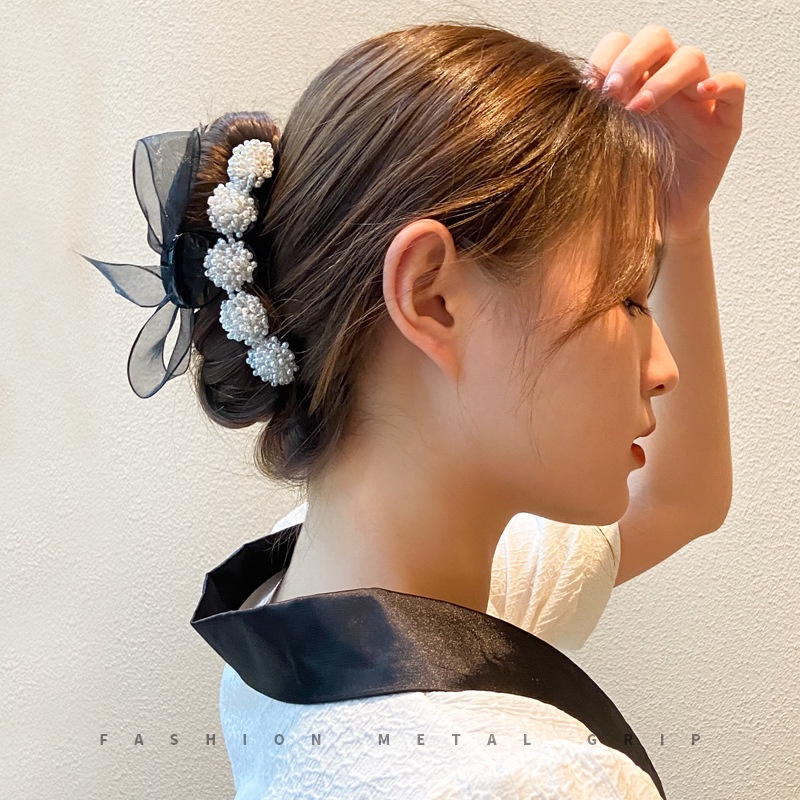 Kẹp Tóc Đính Nơ Và Ngọc Trai Kiểu Dáng Thời Trang Phong Cách Hàn Quốc Mới