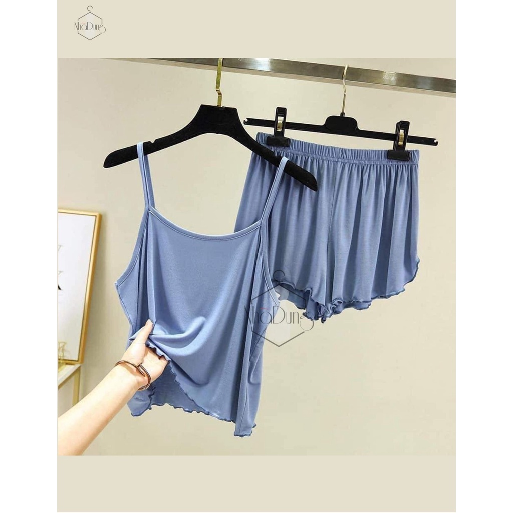 &lt;A10&gt; Set đồ nữ đồ mặc nhà đồ ngủ nữ 2 dây thun cotton co giãn siêu mát sexy dưới 75kg