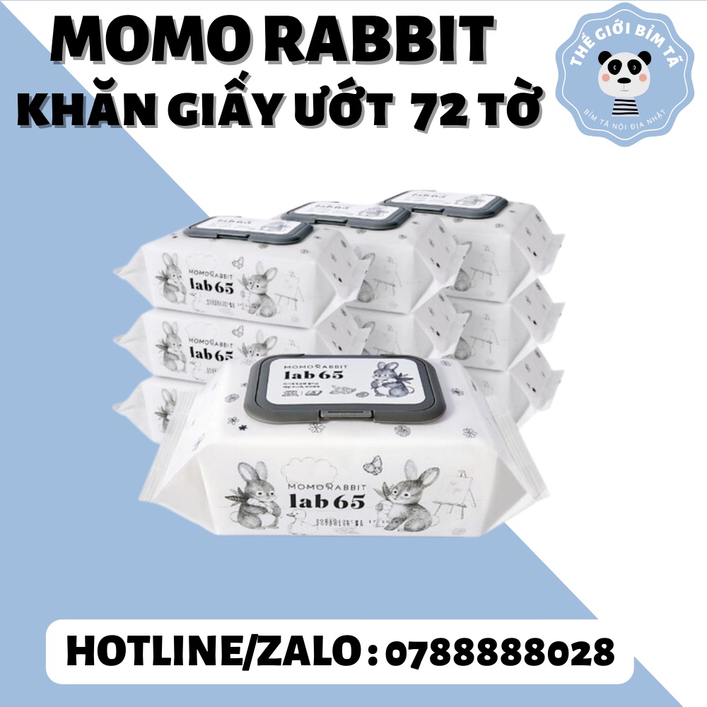 Khăn Ướt MOMO RABBIT Hàn Quốc Không Mùi có Nắp - 72 Tờ