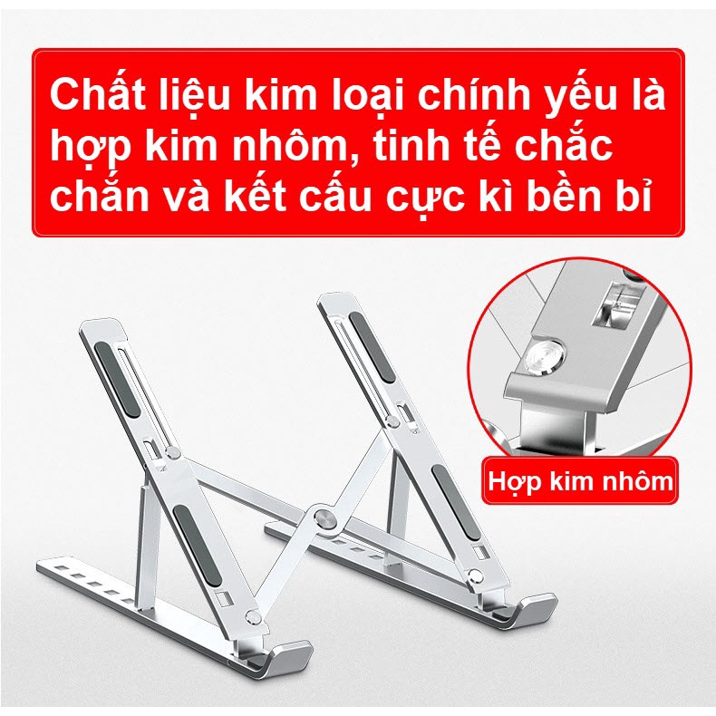 Giá đỡ Laptop bằng nhôm có điều chỉnh độ cao, gấp gọn