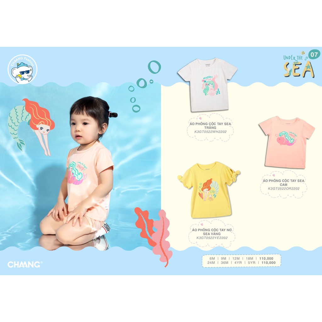 Áo cộc phông hè cotton cho bé trai bé gái Chaang sea