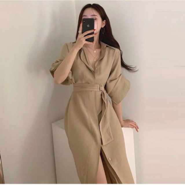 Váy sơ mi thắt eo tôn dáng