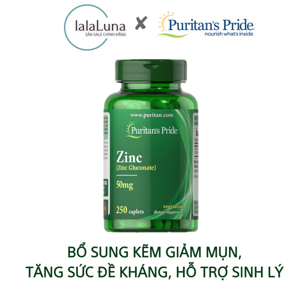 Viên Uống Kẽm Giảm Mụn, Tăng Sức Đề Kháng Zinc Gluconate -Puritan's Pride