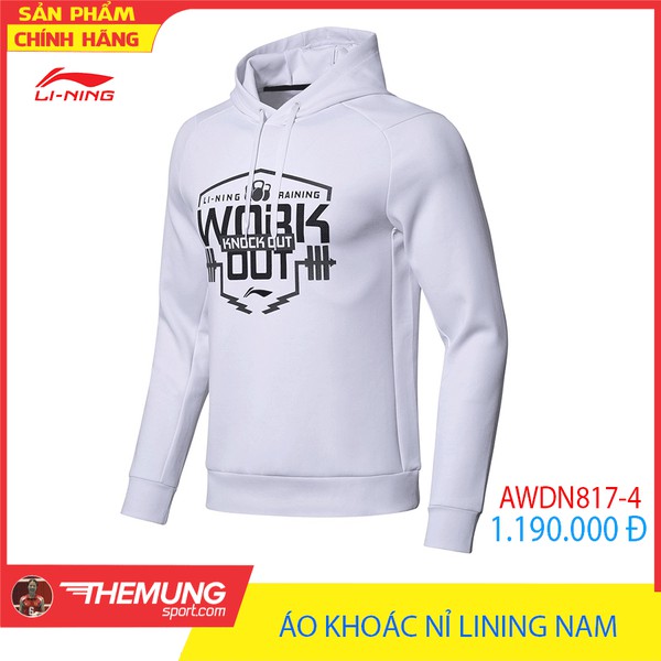 Áo khoác nỉ thể thao LiNing nam AWDN817-4 (Trắng)