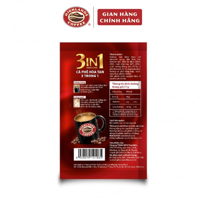 Cà phê hòa tan 3in1 Highlands Coffee (20 gói x 17g) | BigBuy360 - bigbuy360.vn