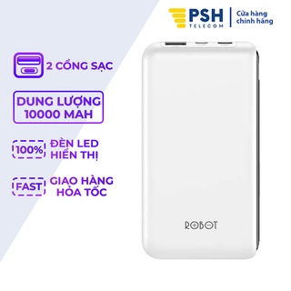 Sạc dự phòng 10000mAh ROBOT RT180, pin dự phòng 1 output USB & 2 input micro/type C PSH Telecom