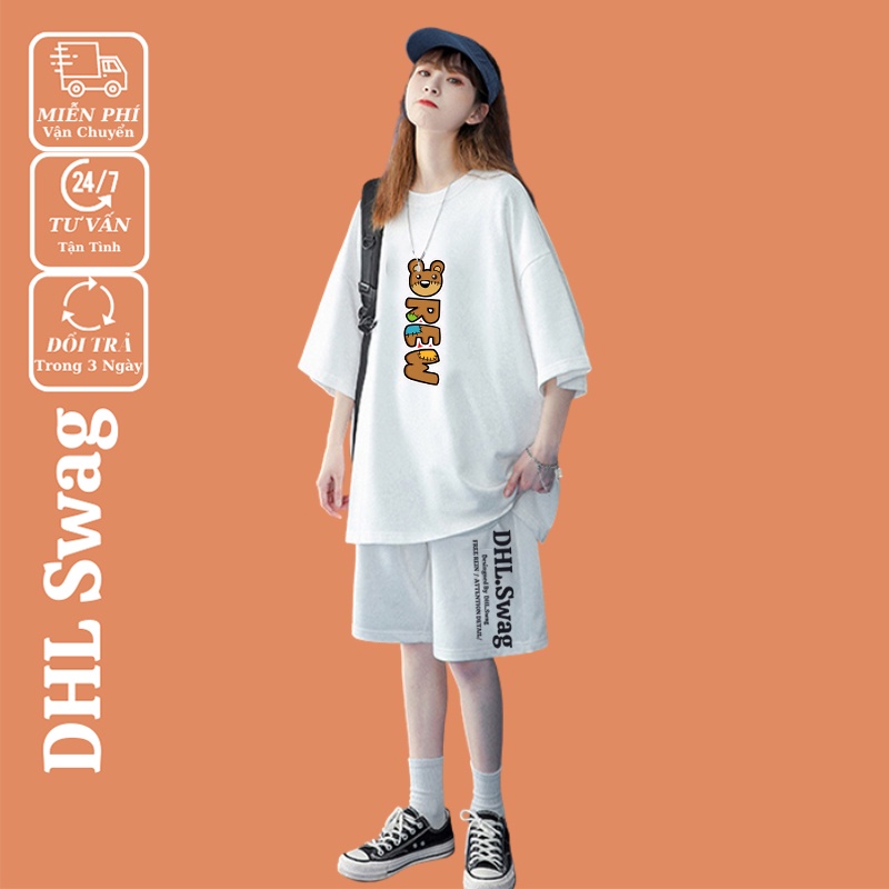 Áo thun tay lỡ phông nam nữ unisex DHL form rộng freesize thời trang ulzzang tee basic in hình