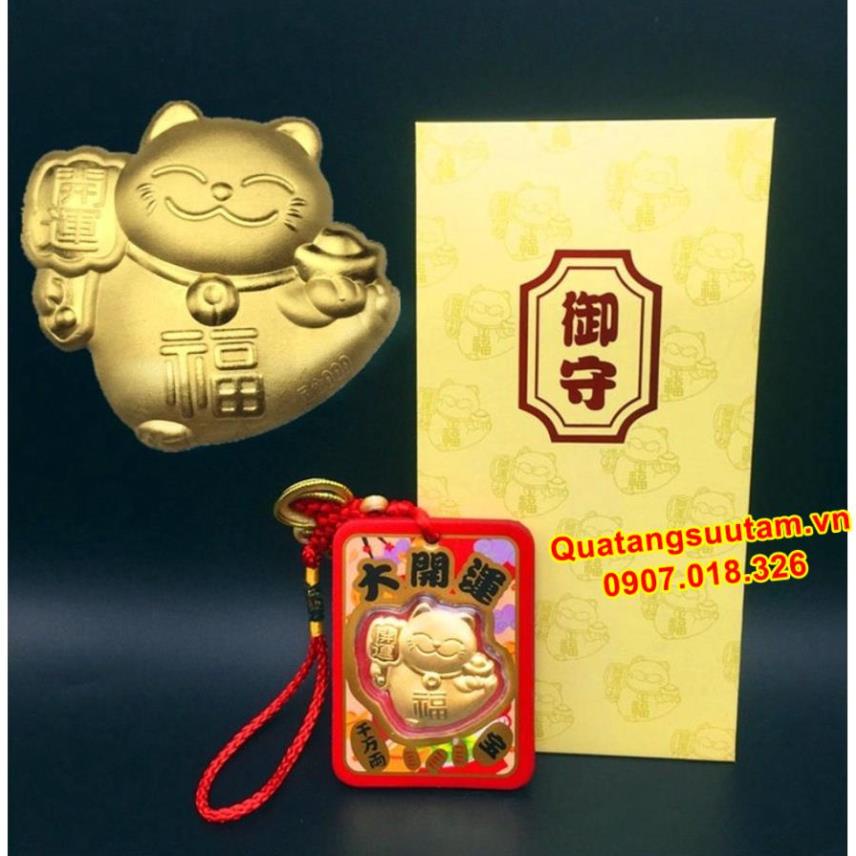 [RƯỚC LỘC] Bao lì xì mèo thần tài như ý cát tường vàng 24k 9999, Quà Tết 2023 (Có Dây Treo)