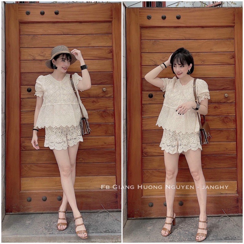 Set ren hoa pha thô xinh mát