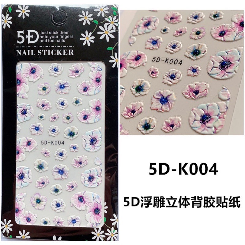 sticker 5d hoa nổi dán móng tay nail mẫu mới nhất