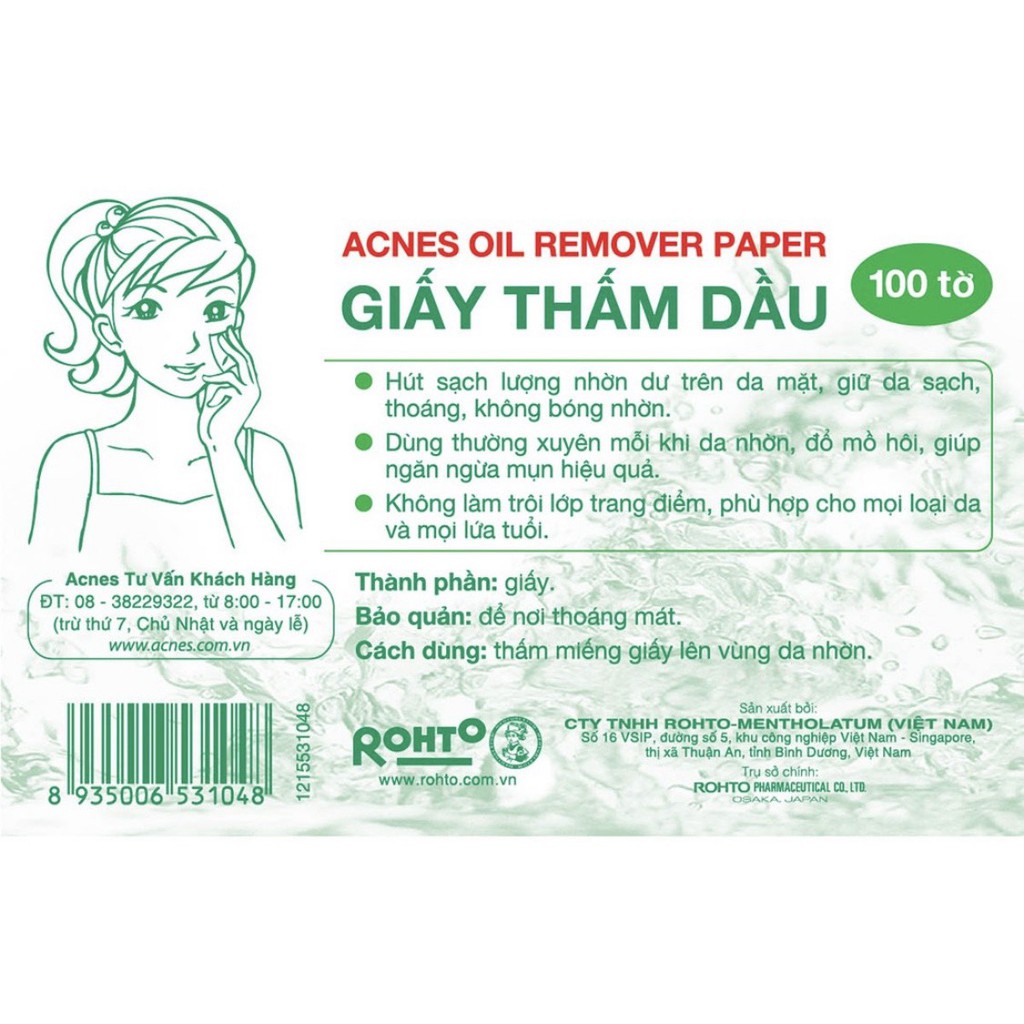 Giấy Thấm Dầu Mentholatum Acnes Oil Remover