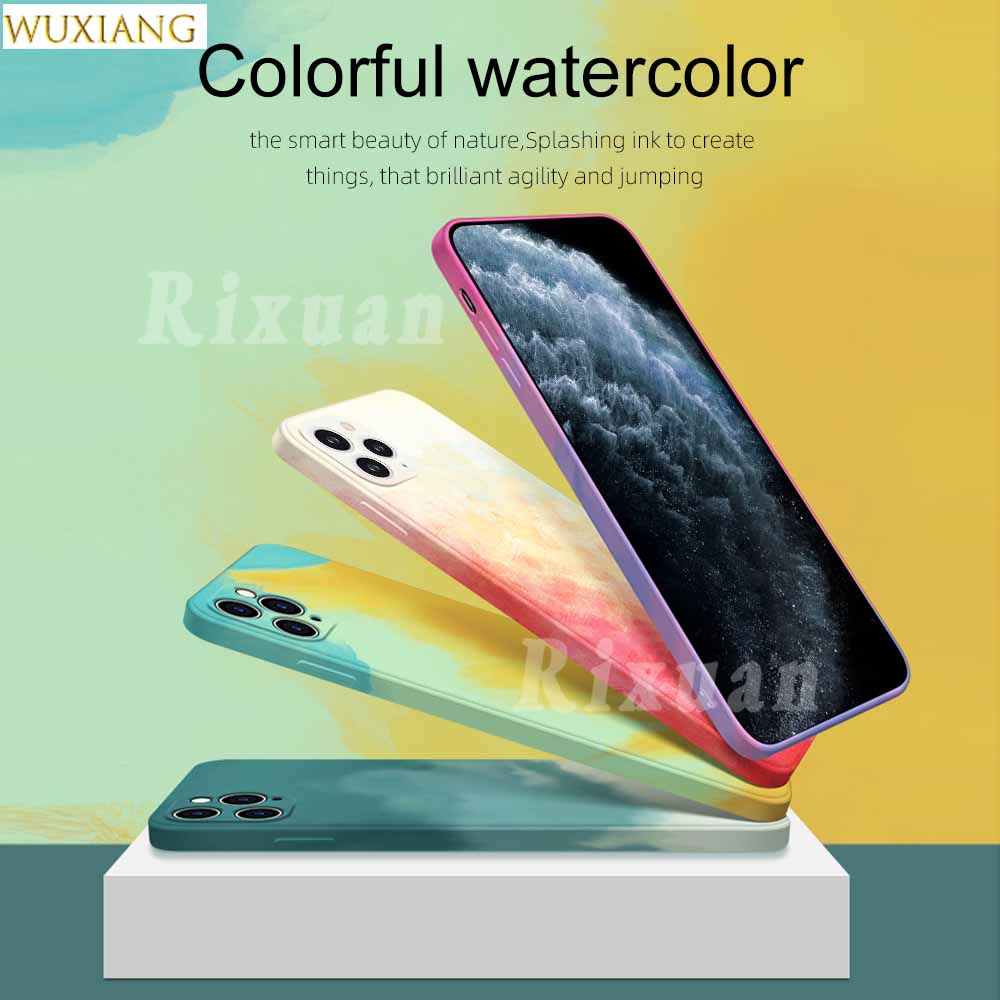Ốp điện thoại silicon mềm họa tiết màu nước thích hợp cho iPhone 12 11 Pro Max 6 6S 7 8 Plus XR