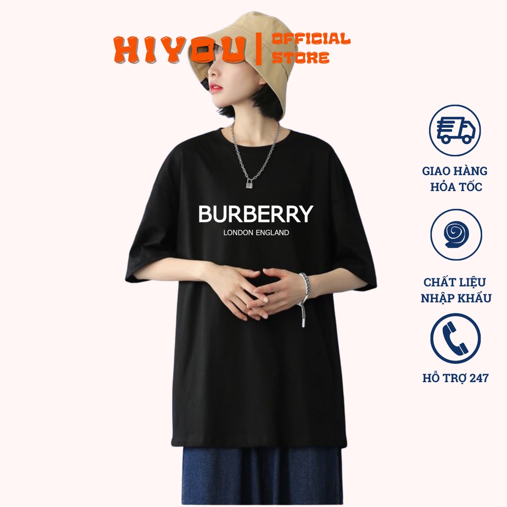 Áo thun tay lỡ nam nữ Unisex in Burberry chất liệu cotton quảng châu mềm mịn không nhăn