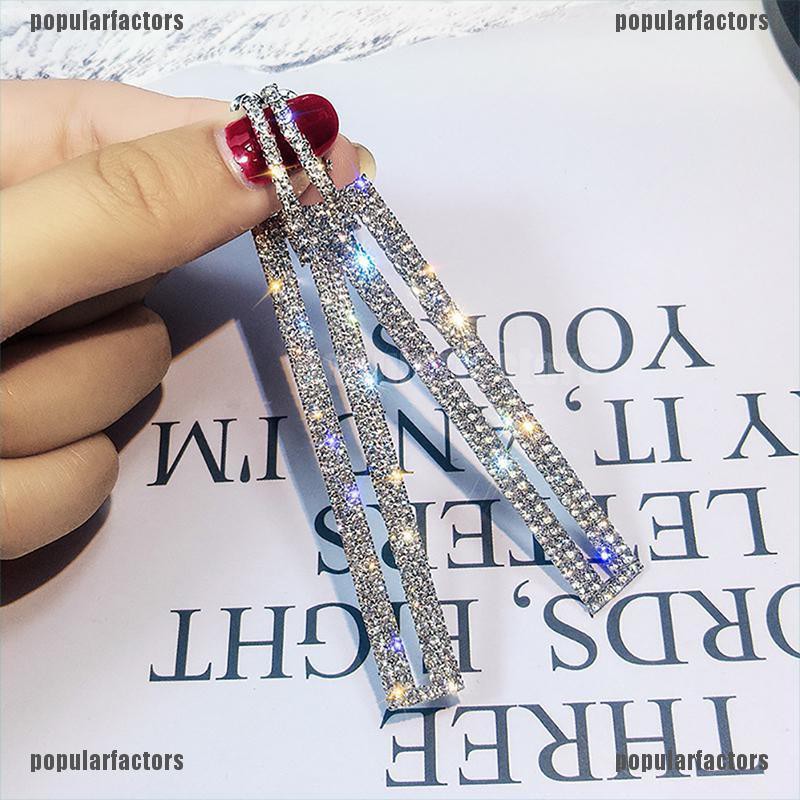 Bông Tai Hình Học Dáng Dài Đính Đá Thời Trang Dành Cho Nữ