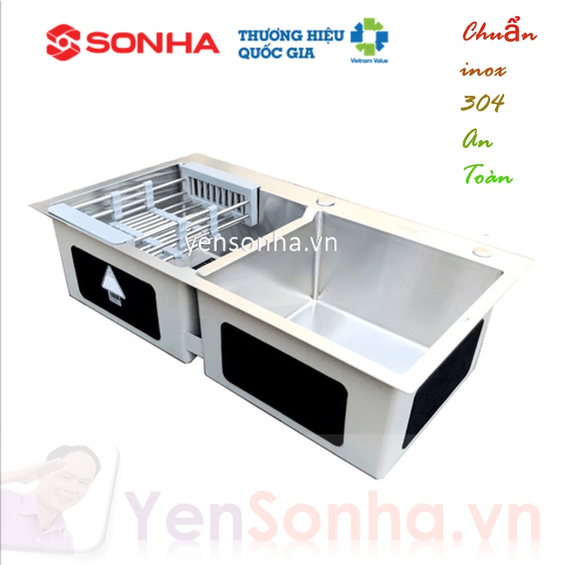 Chậu rửa bát inox Luxury Sơn Hà HM.X.2C.82.2.3