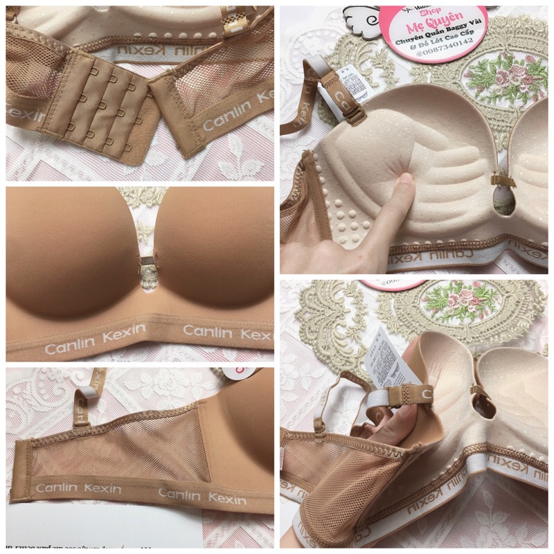 Áo lót nữ đúc su Canlin Kexin phối dây lưới cao cấp, mút bàn tay dày 3,5cm massa ngực tạo khe gợi cảm CK05