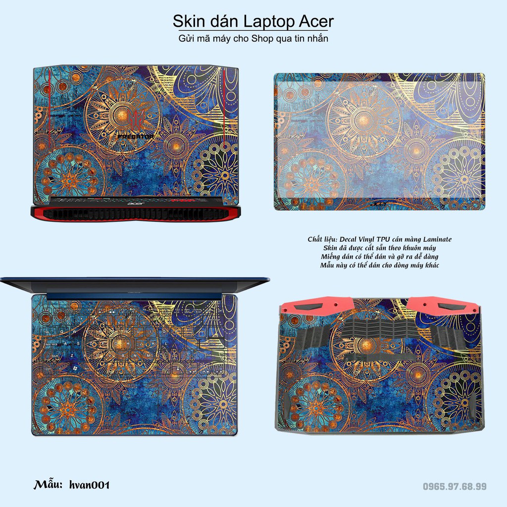 Skin dán Laptop Acer in hình Hoa văn (inbox mã máy cho Shop)