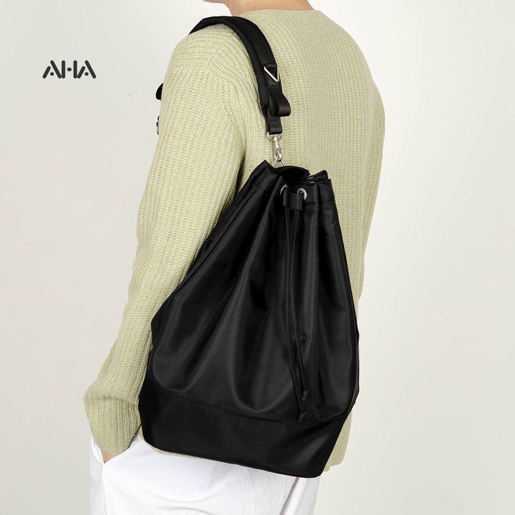 Túi đeo vai AHA official cỡ lớn bằng nylon thiết kế đơn giản dễ phối đồ phong cách Nhật Hàn