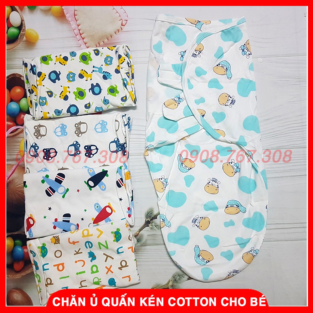 Chăn Ủ Quấn Cotton Cho Bé Sơ Sinh Dưới 7kg, Ủ Kén Giúp Chống Giật Mình - BTT00709