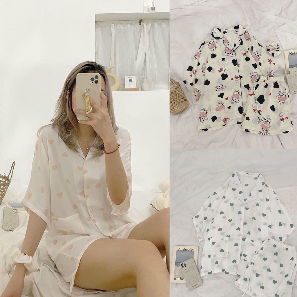 Bộ Pijama Nữ Tay Lỡ Dáng Rộng - Bộ Đồ Ngủ Mặc Nhà Chất Tiểu Thư FreeSize