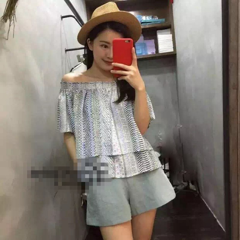 Áo trễ vài ngắn tay phong cách Hàn Quốc vải voan