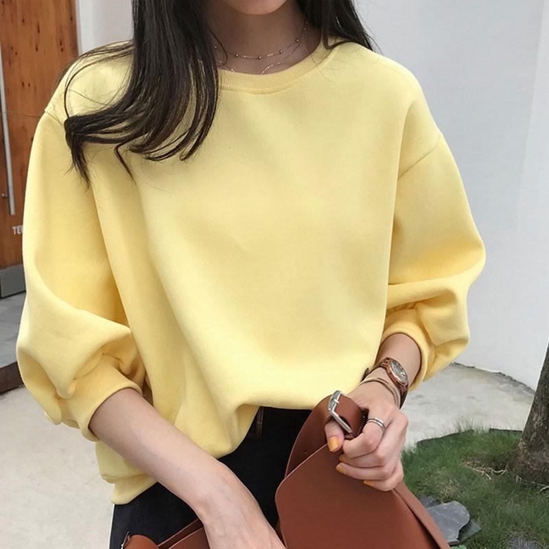 Round Neck Candy Color Loose Lazy Sweatshirt | BigBuy360 - bigbuy360.vn