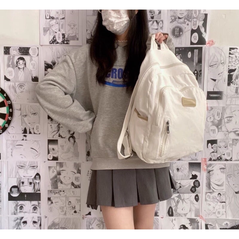 Balo Trơn Ullzang Hàn Quốc Chất Thô Mềm Cao Cấp