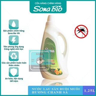 Nước lau sàn hương chanh xả - Công nghệ sinh học Sona - Tác dụng đuổi muỗi - Dung tích 1.25kg