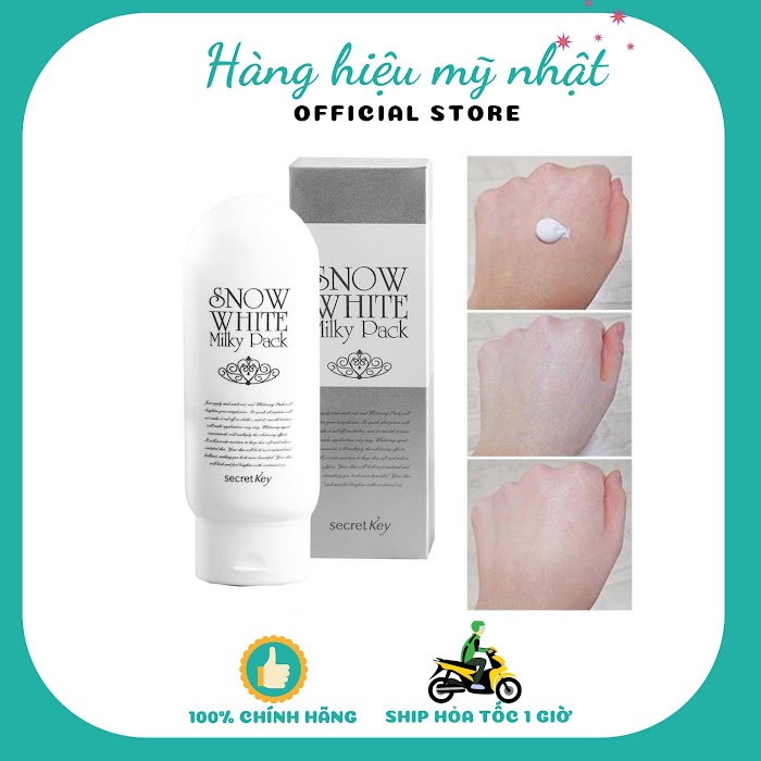 Kem Tắm Trắng Mặt và Toàn Thân Secret Key Snow White Milky Pack 200g