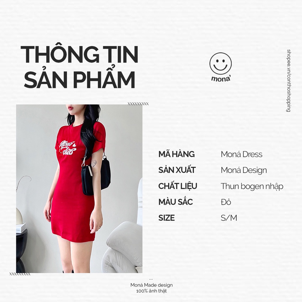 [Mã FAMARAL1 giảm 10K đơn 50K] MONÁ - Đầm ôm body tay ngắn in logo họa tiết - MONA DRESS | BigBuy360 - bigbuy360.vn