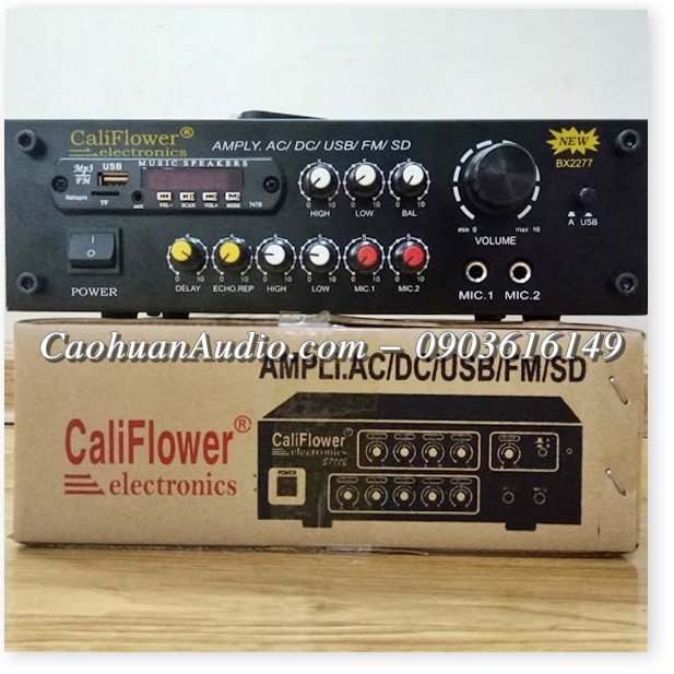 Amply mini AC / DC 12V bluetooth / USB / thẻ SD / Radio CALIFLOWER BX2277