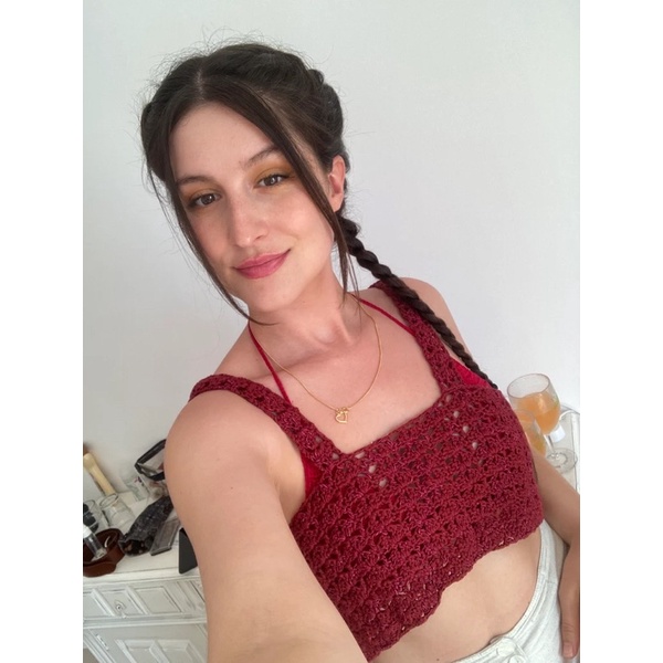 🧶 croptop cột nơ ngực 👙 croptop len 🌈 bikini len móc