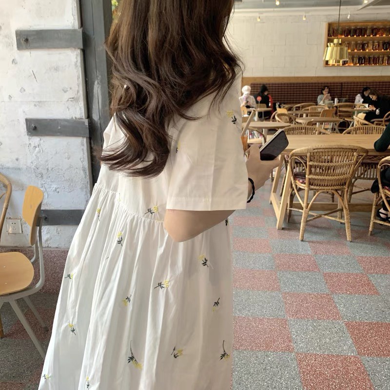 Váy babydoll hoa cúc, đầm nữ form rộng tiểu thư Hàn Quốc 2022 Kozoda D55