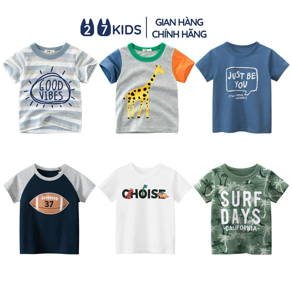 Áo thun bé trai ngắn tay 27Kids áo cộc nam vải Cotton cho trẻ từ 2-10 tuổi BSTS5