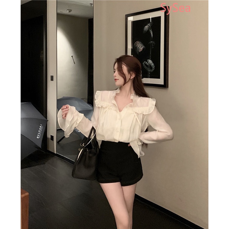 Áo Voan Cổ Búp Bê Thời Trang Mùa Hè Pháp Cho Nữ